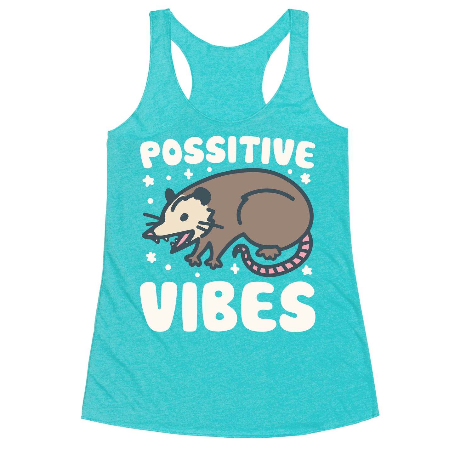 Possitive Vibes Opossum White Print Racerback Tank