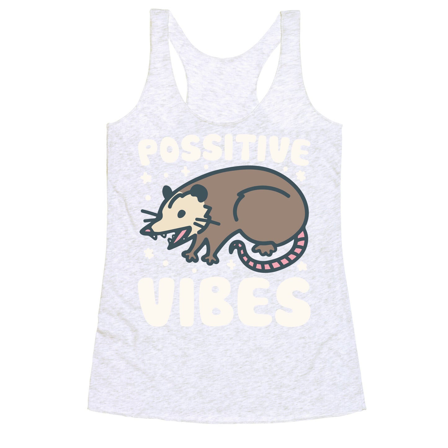 Possitive Vibes Opossum White Print Racerback Tank