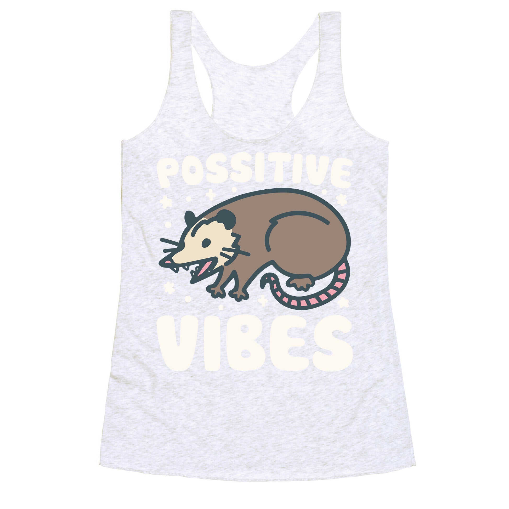 Possitive Vibes Opossum White Print Racerback Tank
