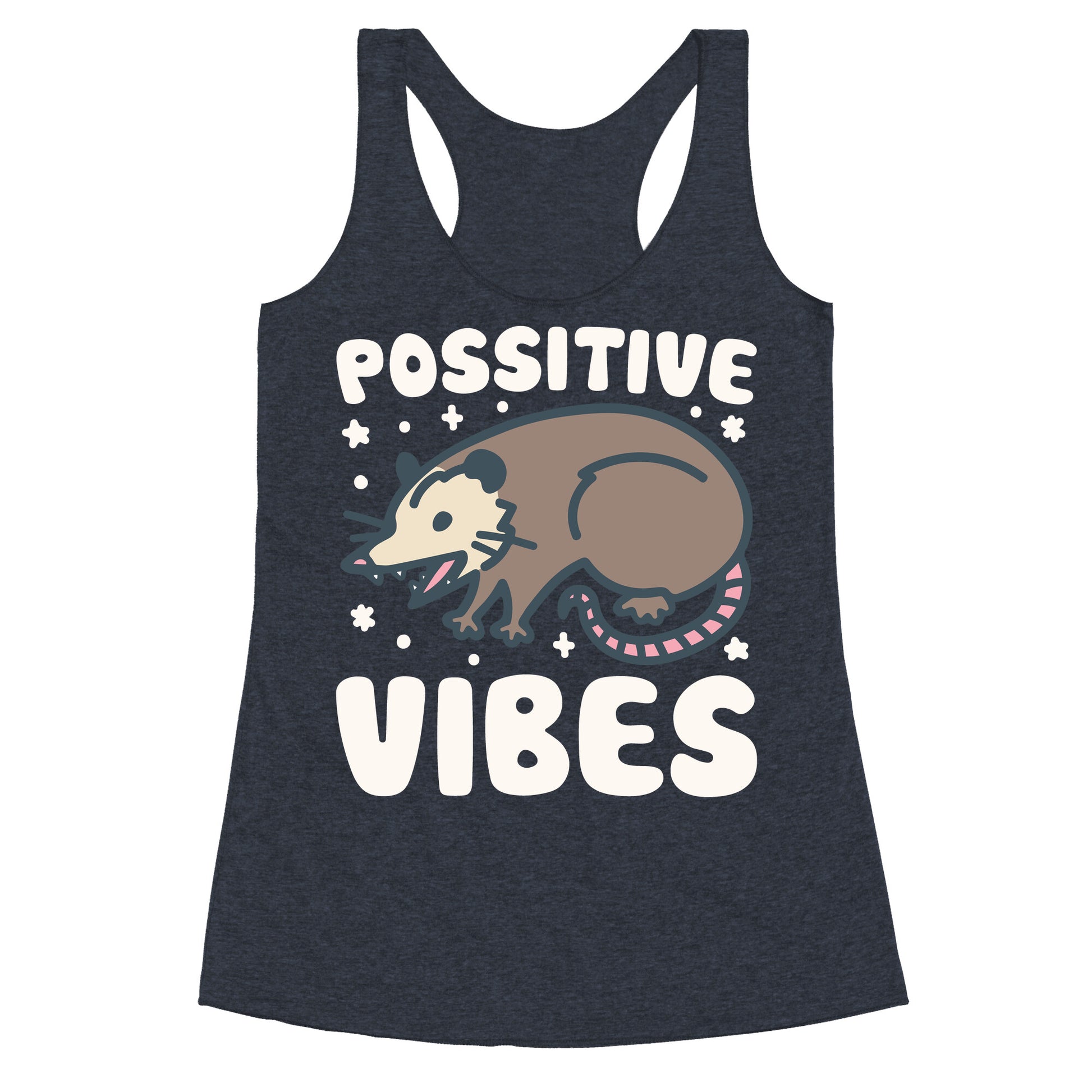 Possitive Vibes Opossum White Print Racerback Tank