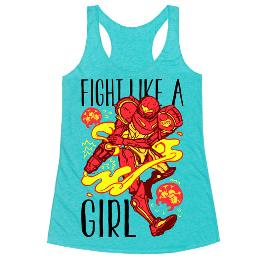 Fight Like A Girl Samus Parody Racerback Tank