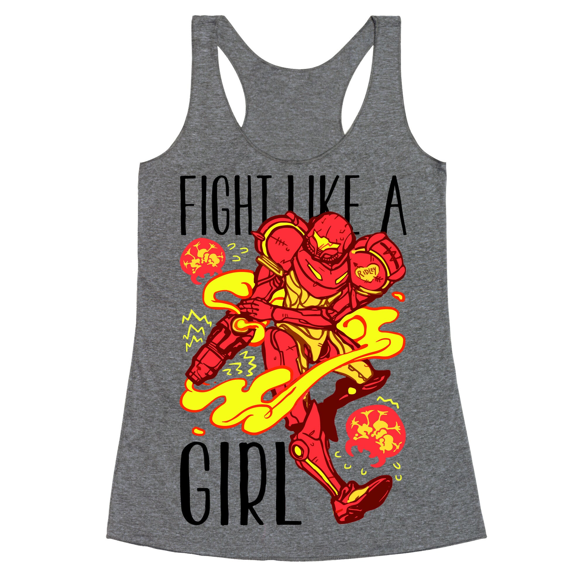 Fight Like A Girl Samus Parody Racerback Tank
