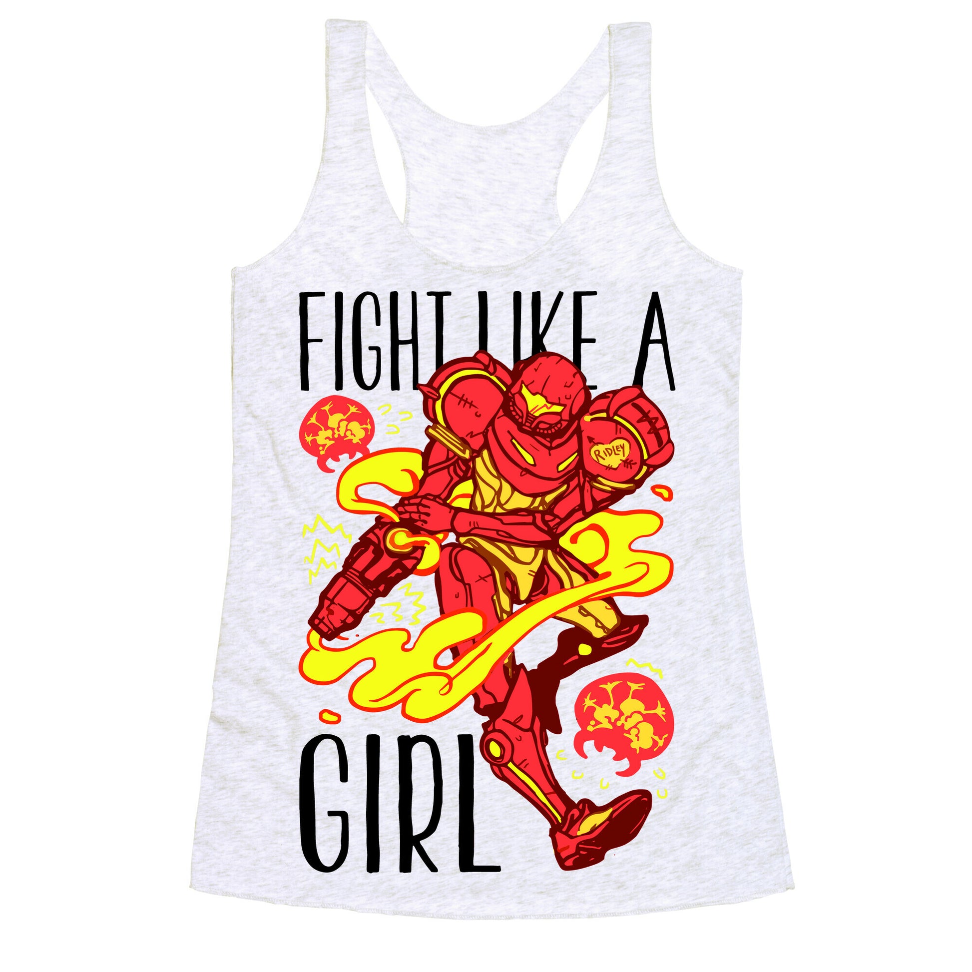 Fight Like A Girl Samus Parody Racerback Tank