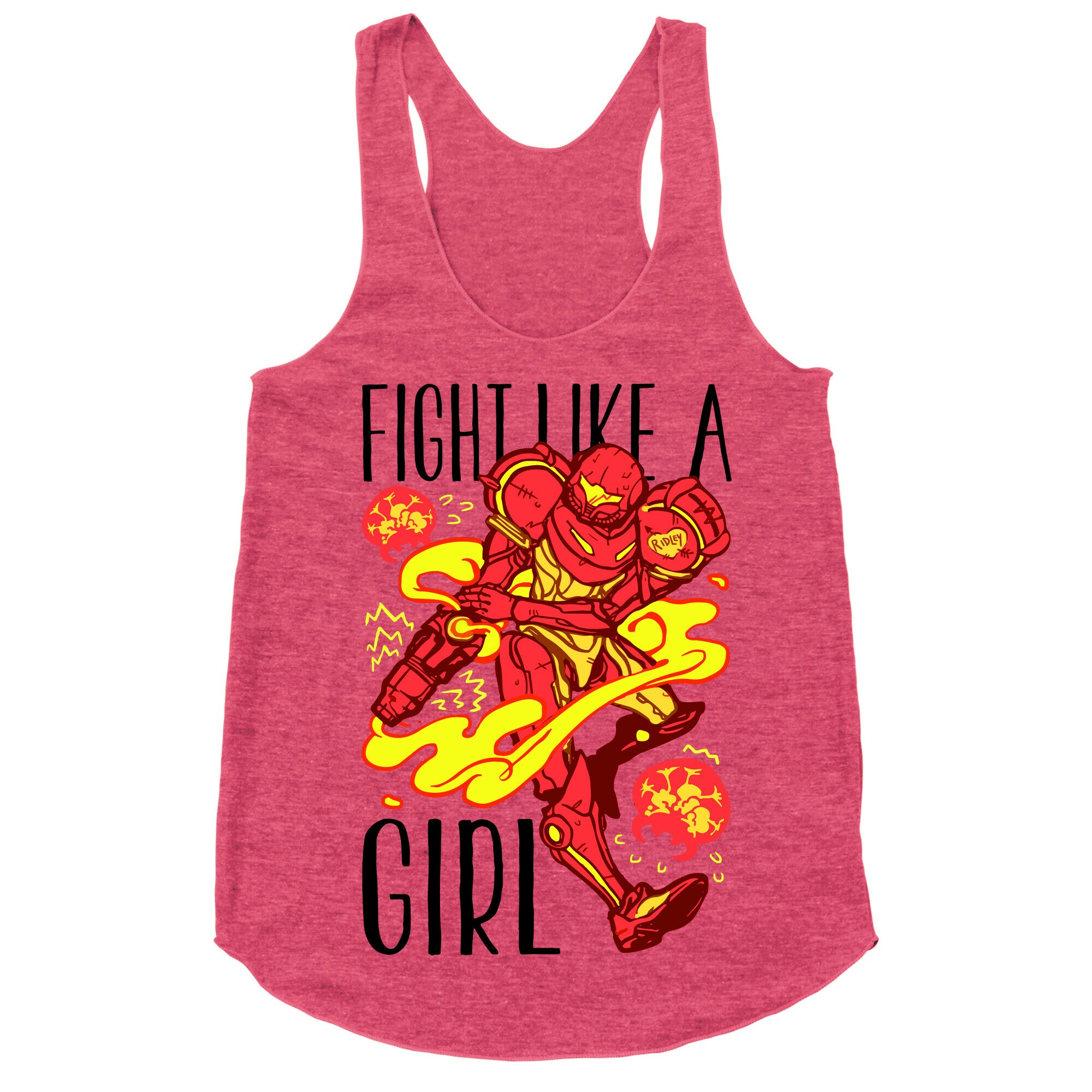Fight Like A Girl Samus Parody Racerback Tank