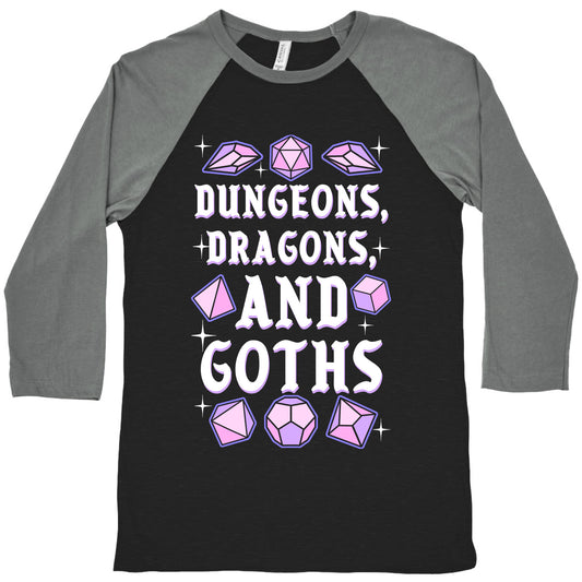 Dungeons, Dragons, And Goths Baseball Tee