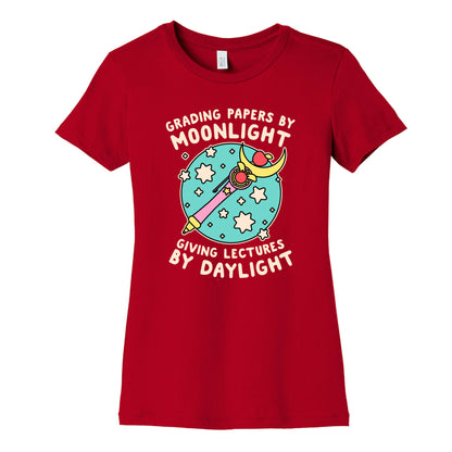 Grading Papers By Moonlight  Women's Cotton Tee