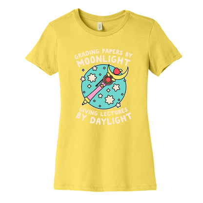 Grading Papers By Moonlight  Women's Cotton Tee