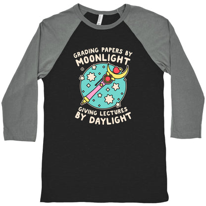 Grading Papers By Moonlight  Baseball Tee