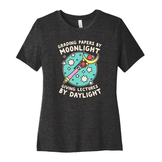 Grading Papers By Moonlight  Women's Cotton Tee