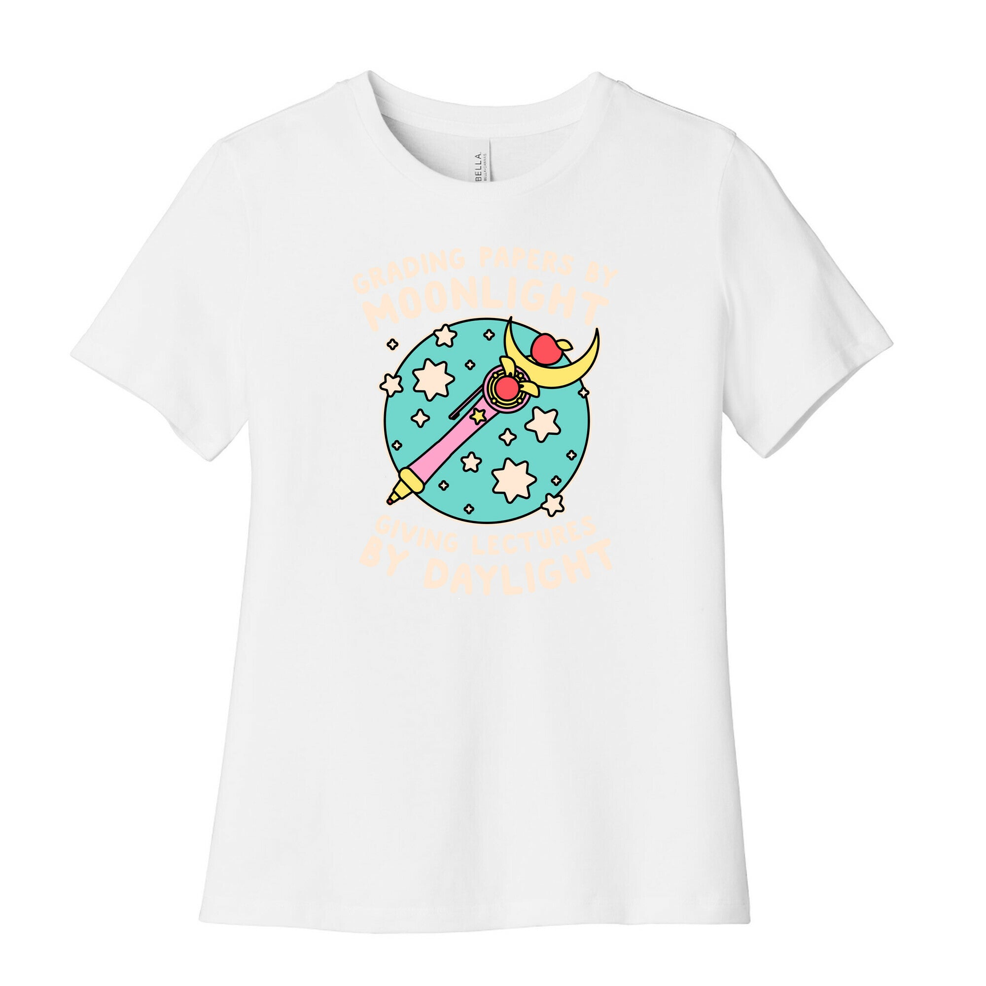 Grading Papers By Moonlight  Women's Cotton Tee