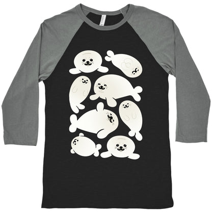 Baby Seals Pattern Study Baseball Tee