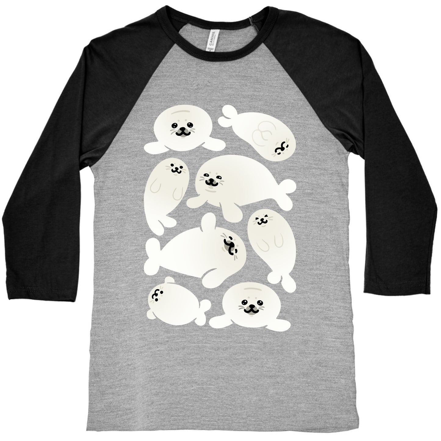 Baby Seals Pattern Study Baseball Tee