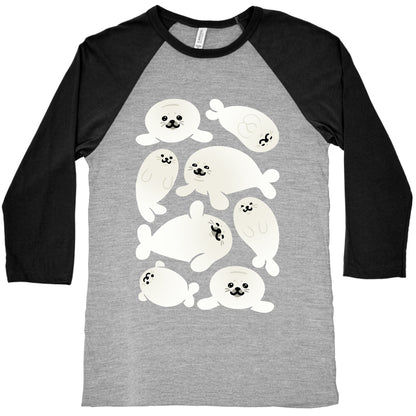 Baby Seals Pattern Study Baseball Tee