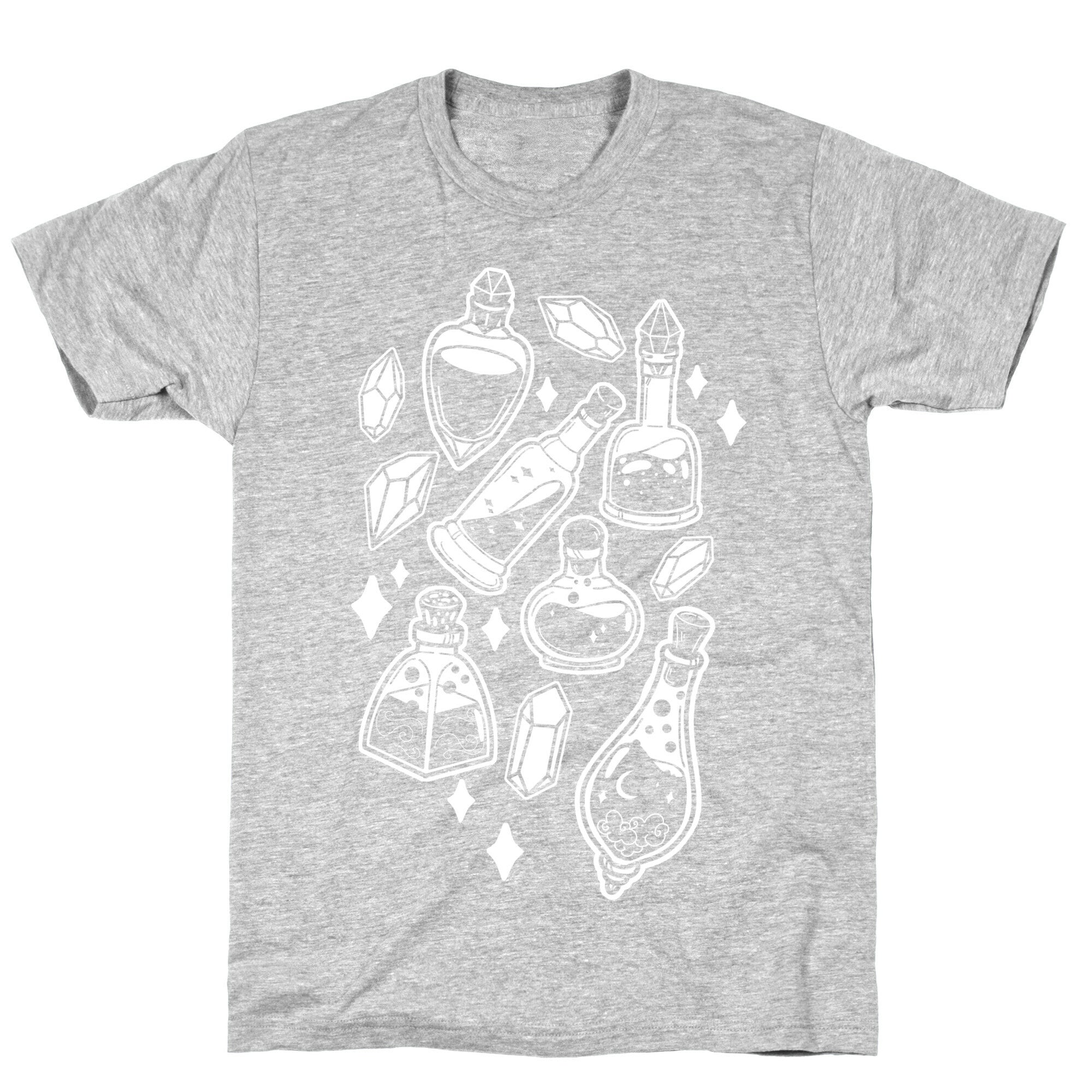 White On Black Potions Pattern T-Shirt