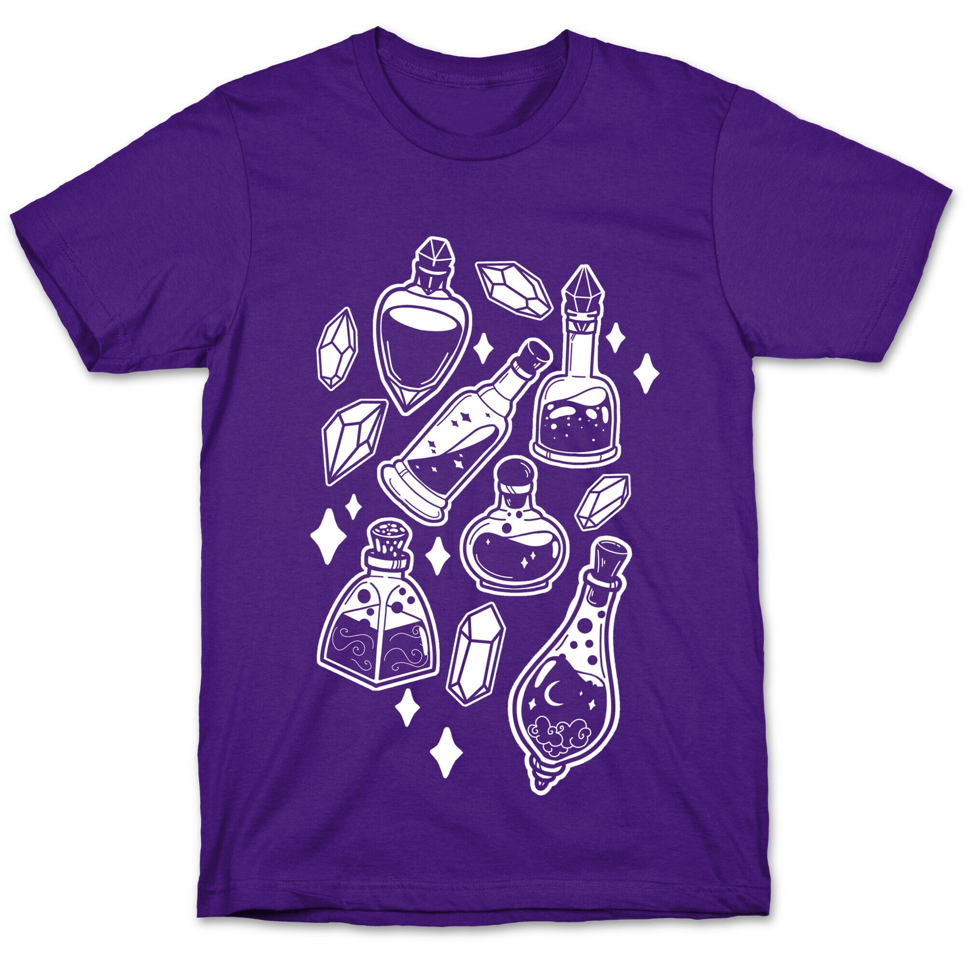 White On Black Potions Pattern T-Shirt