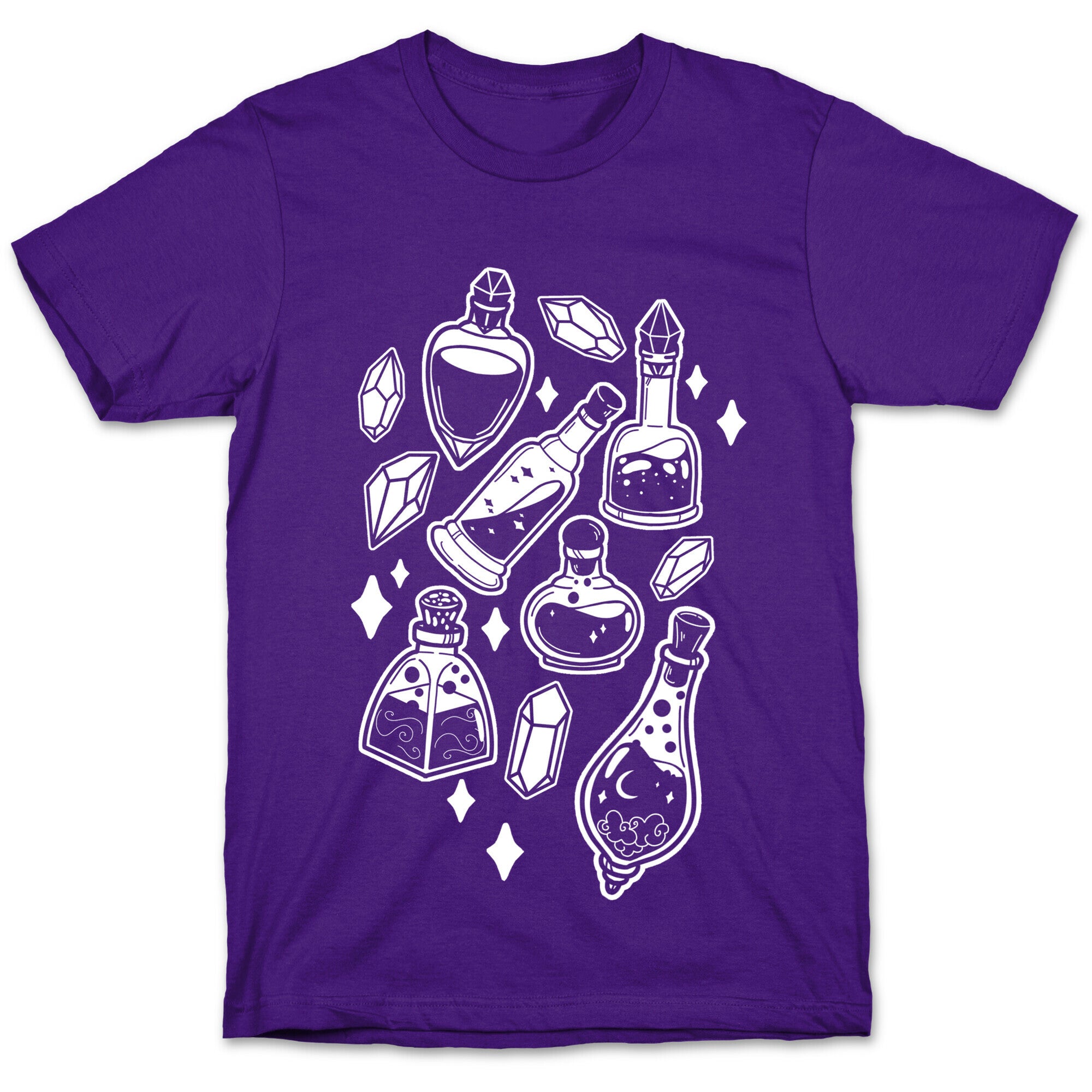 White On Black Potions Pattern T-Shirt