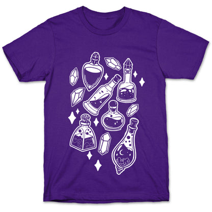 White On Black Potions Pattern T-Shirt