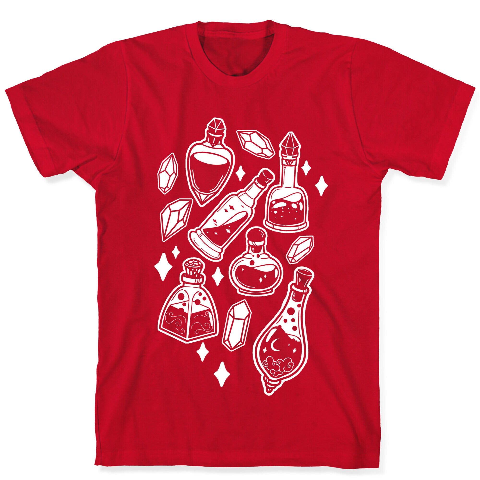 White On Black Potions Pattern T-Shirt