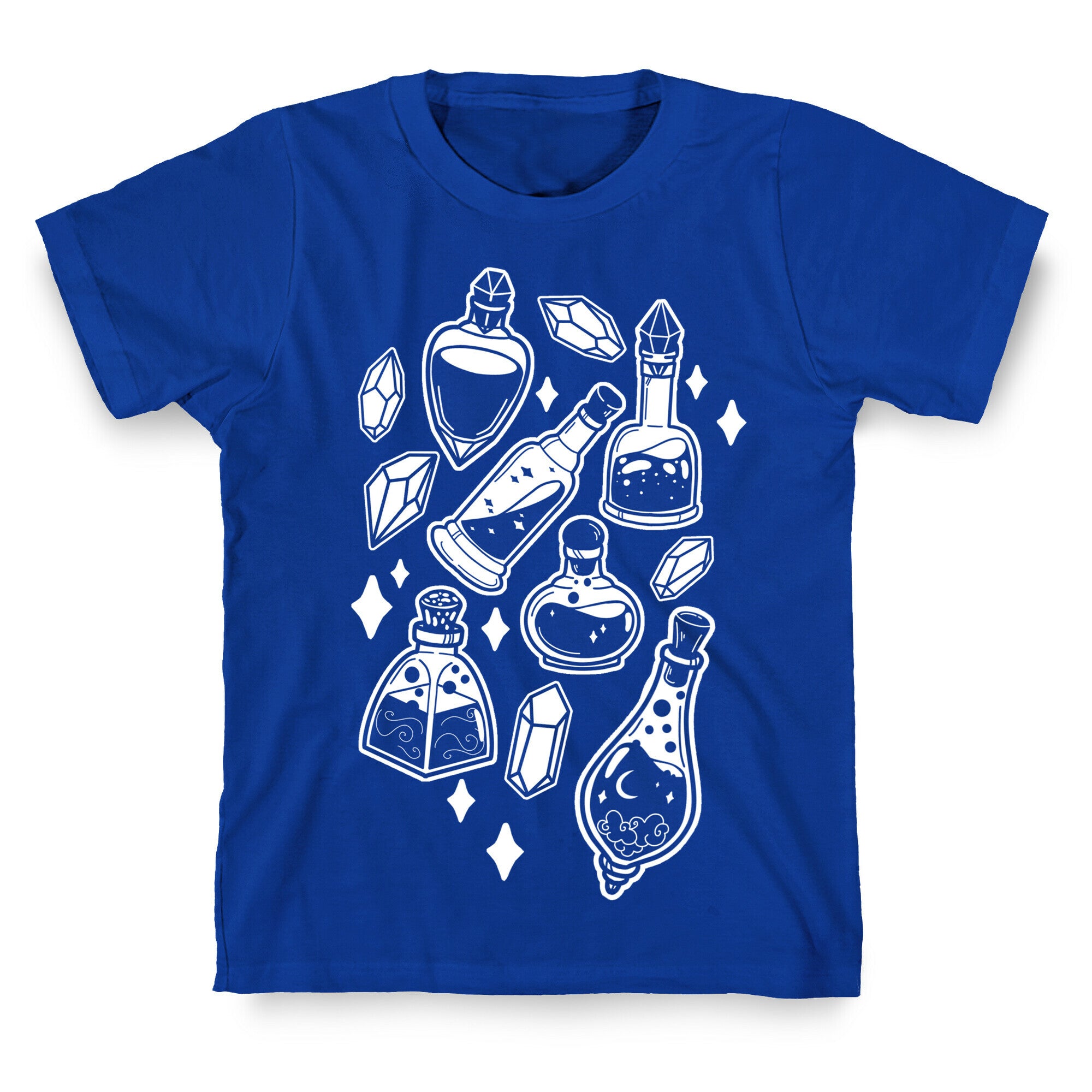 White On Black Potions Pattern T-Shirt