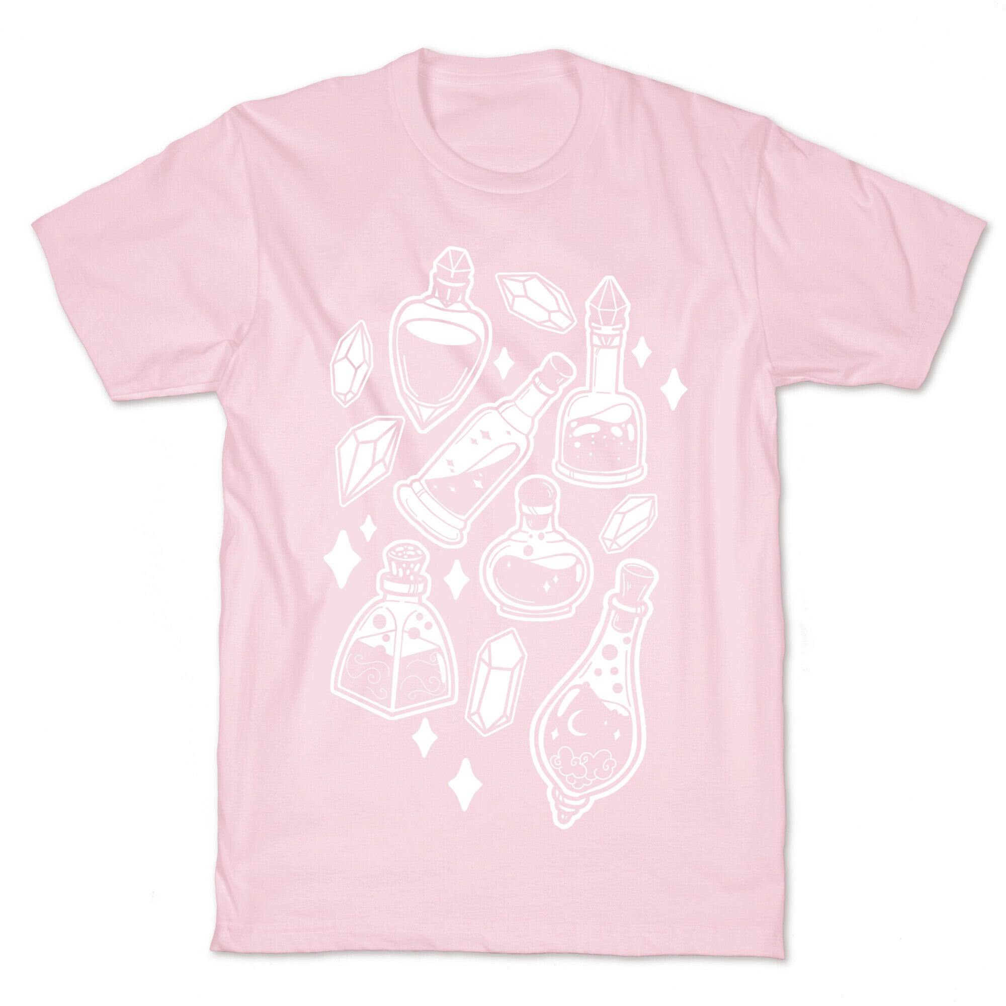 White On Black Potions Pattern T-Shirt