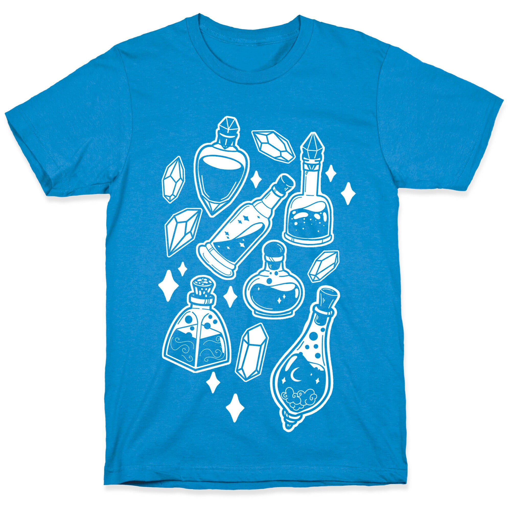 White On Black Potions Pattern T-Shirt