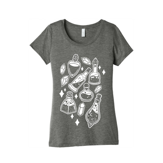 White On Black Potions Pattern Women's Triblend Tee