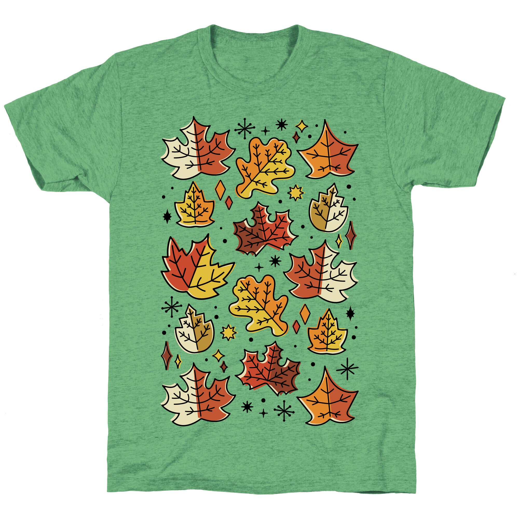 Mid Century Modern Fall Leaves Unisex Triblend Tee