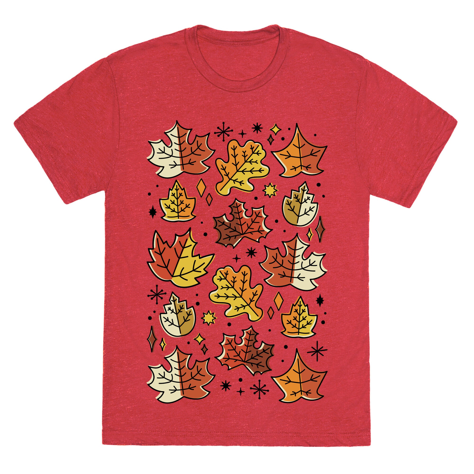 Mid Century Modern Fall Leaves Unisex Triblend Tee