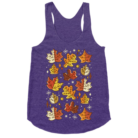 Mid Century Modern Fall Leaves Racerback Tank