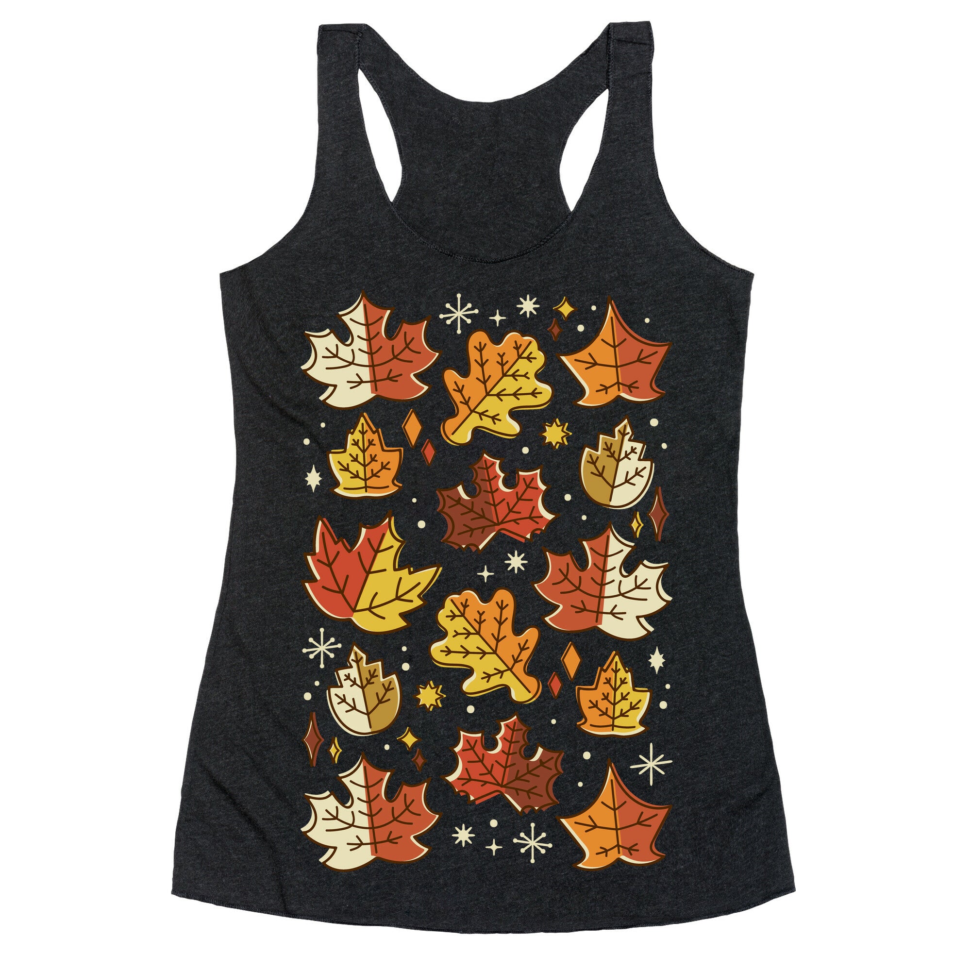 Mid Century Modern Fall Leaves Racerback Tank