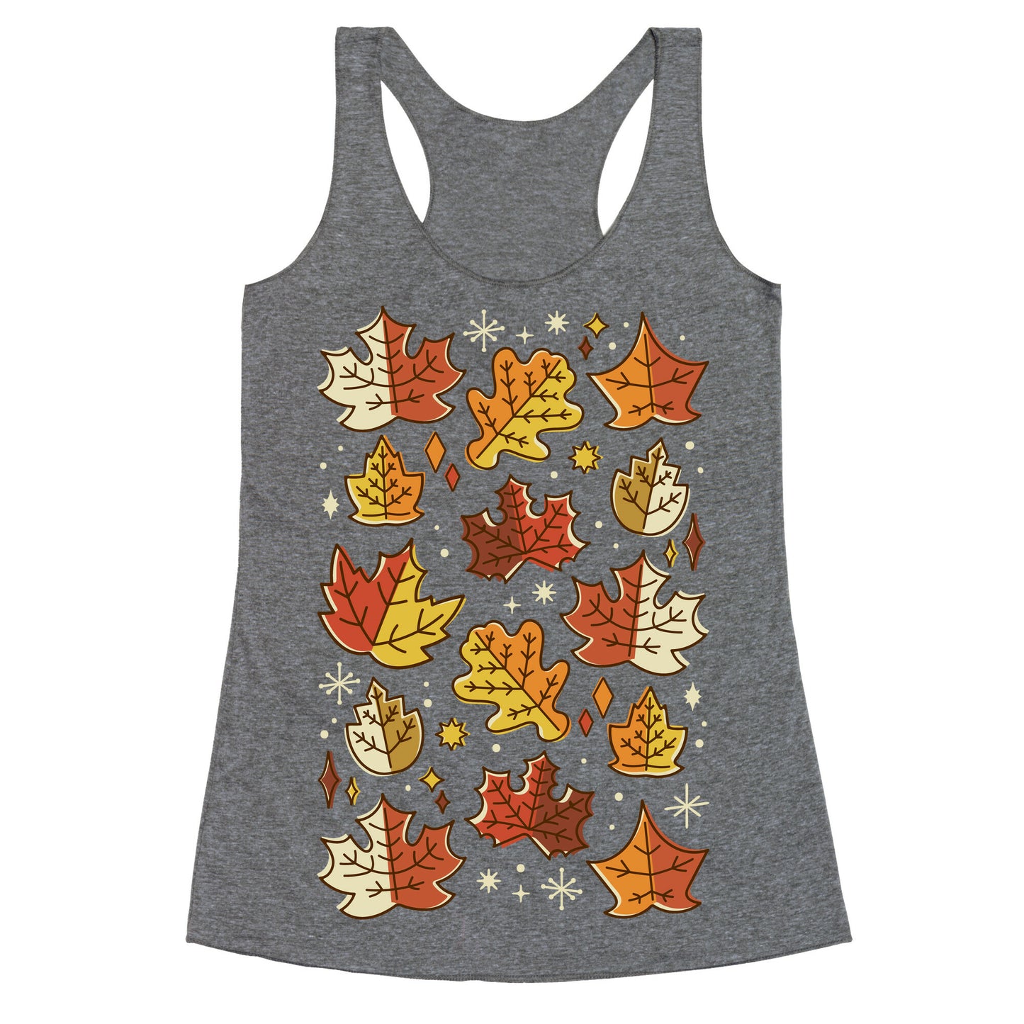 Mid Century Modern Fall Leaves Racerback Tank