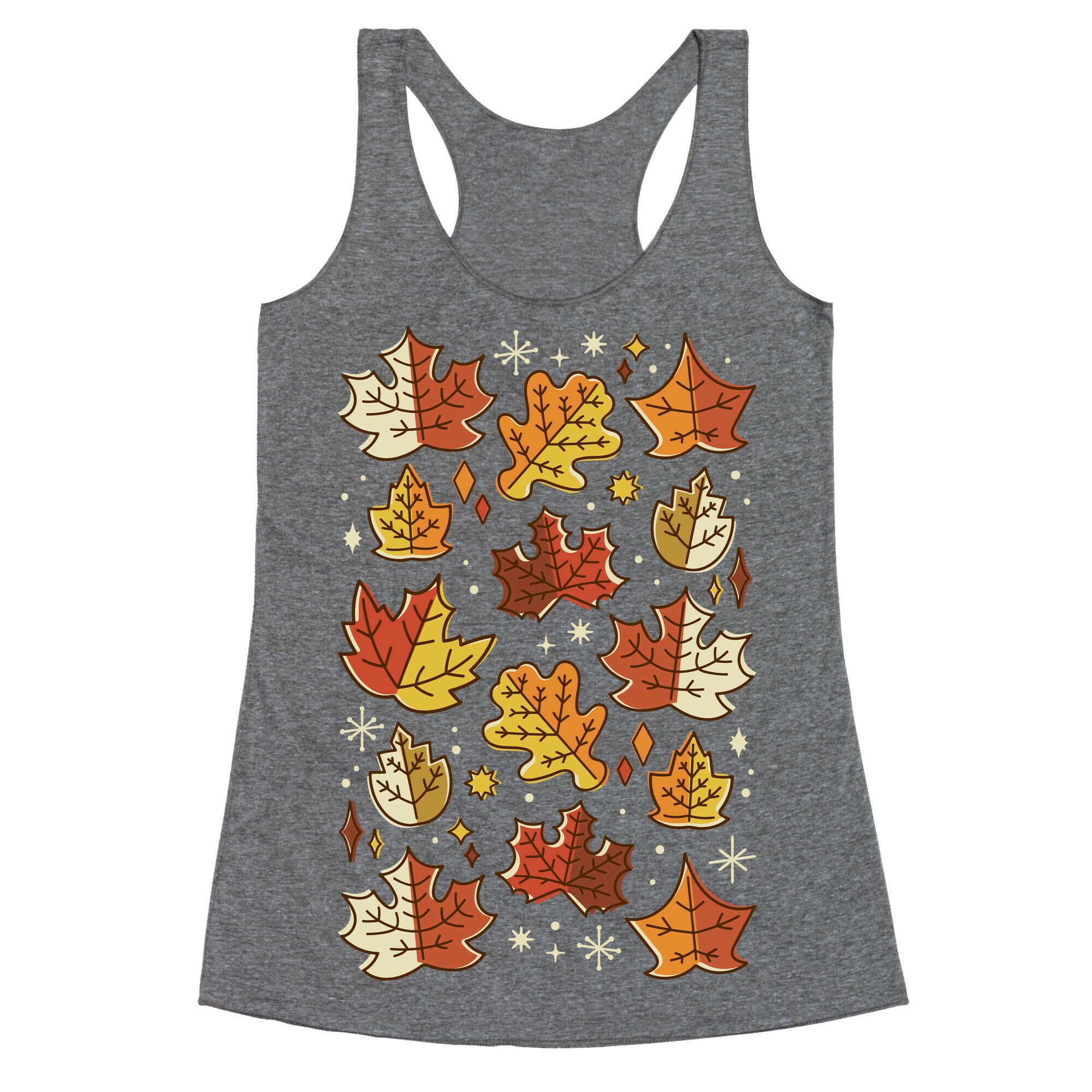 Mid Century Modern Fall Leaves Racerback Tank