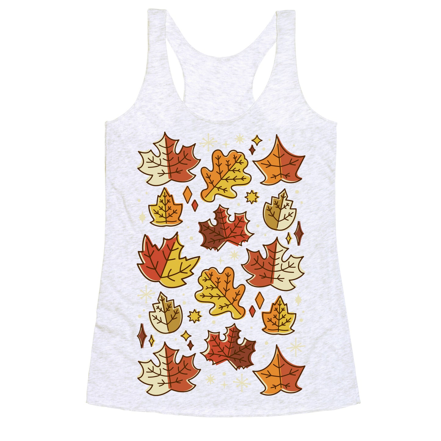 Mid Century Modern Fall Leaves Racerback Tank
