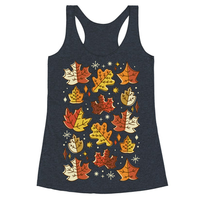 Mid Century Modern Fall Leaves Racerback Tank