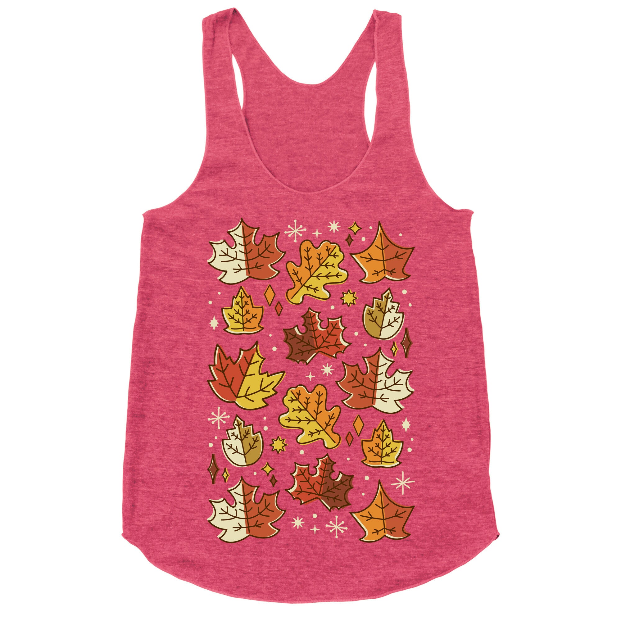 Mid Century Modern Fall Leaves Racerback Tank