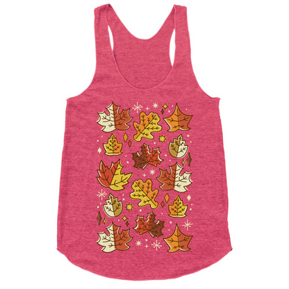 Mid Century Modern Fall Leaves Racerback Tank