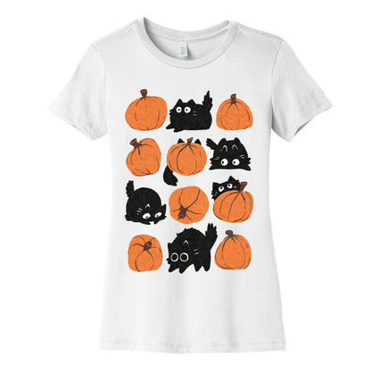 Pumpkin Cats Women's Cotton Tee