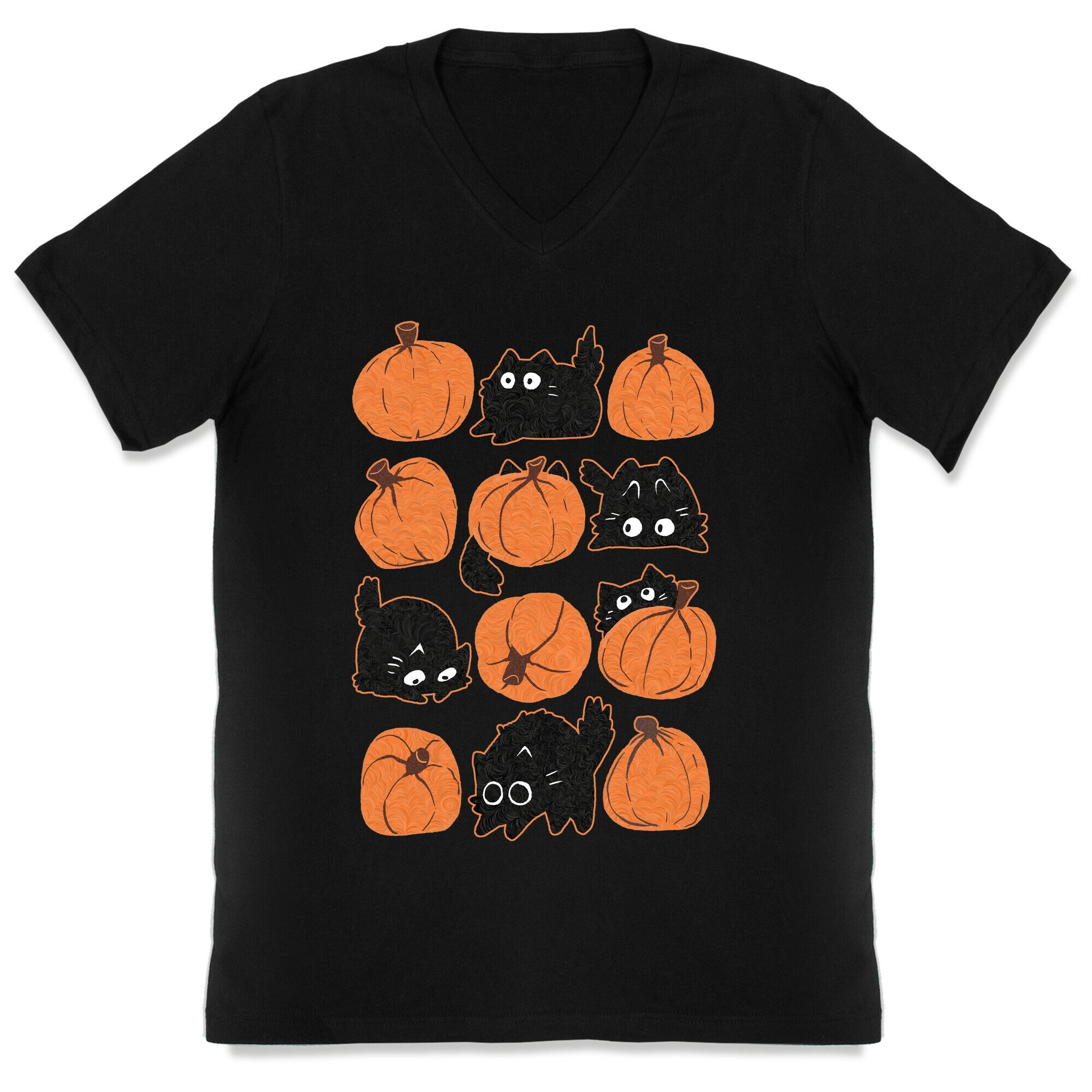 Pumpkin Cats V-Neck