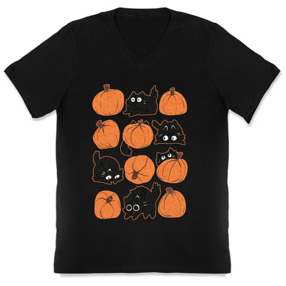 Pumpkin Cats V-Neck