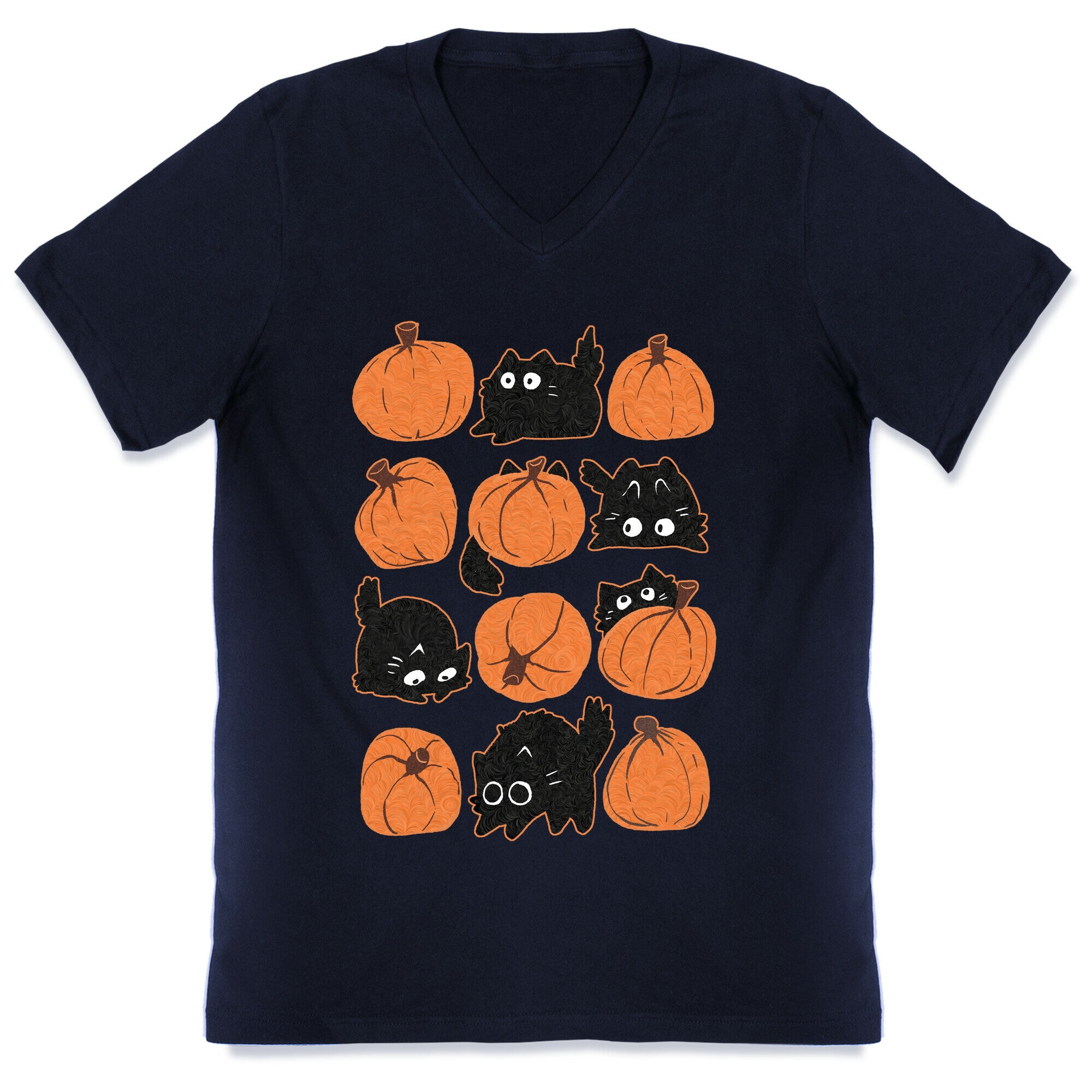 Pumpkin Cats V-Neck