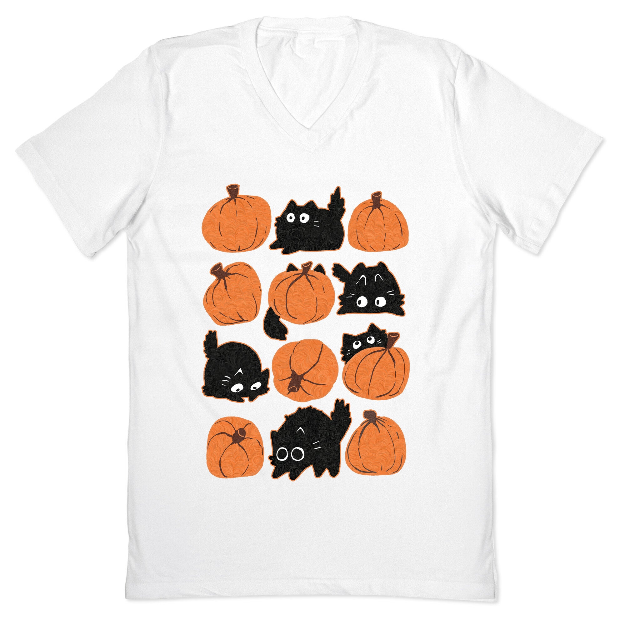 Pumpkin Cats V-Neck