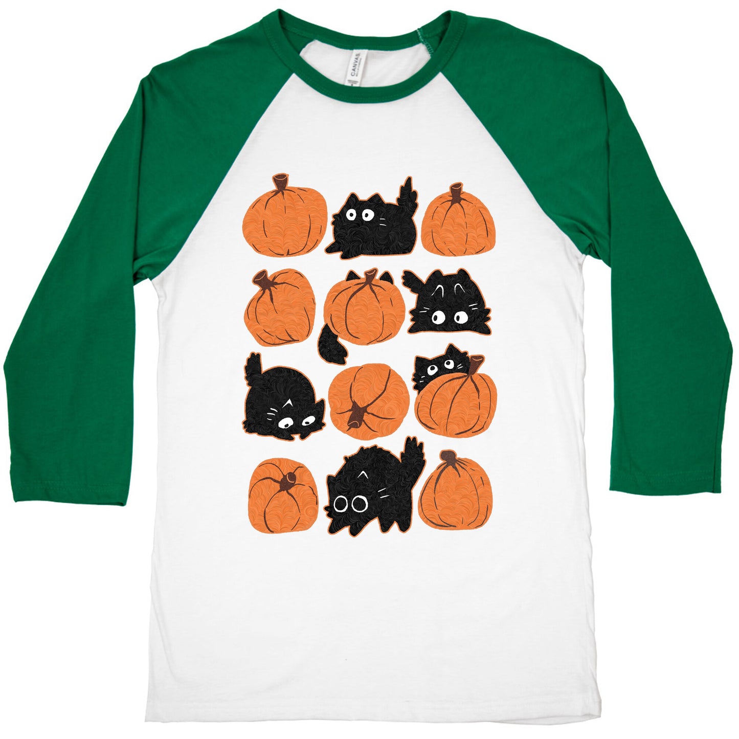 Pumpkin Cats Baseball Tee