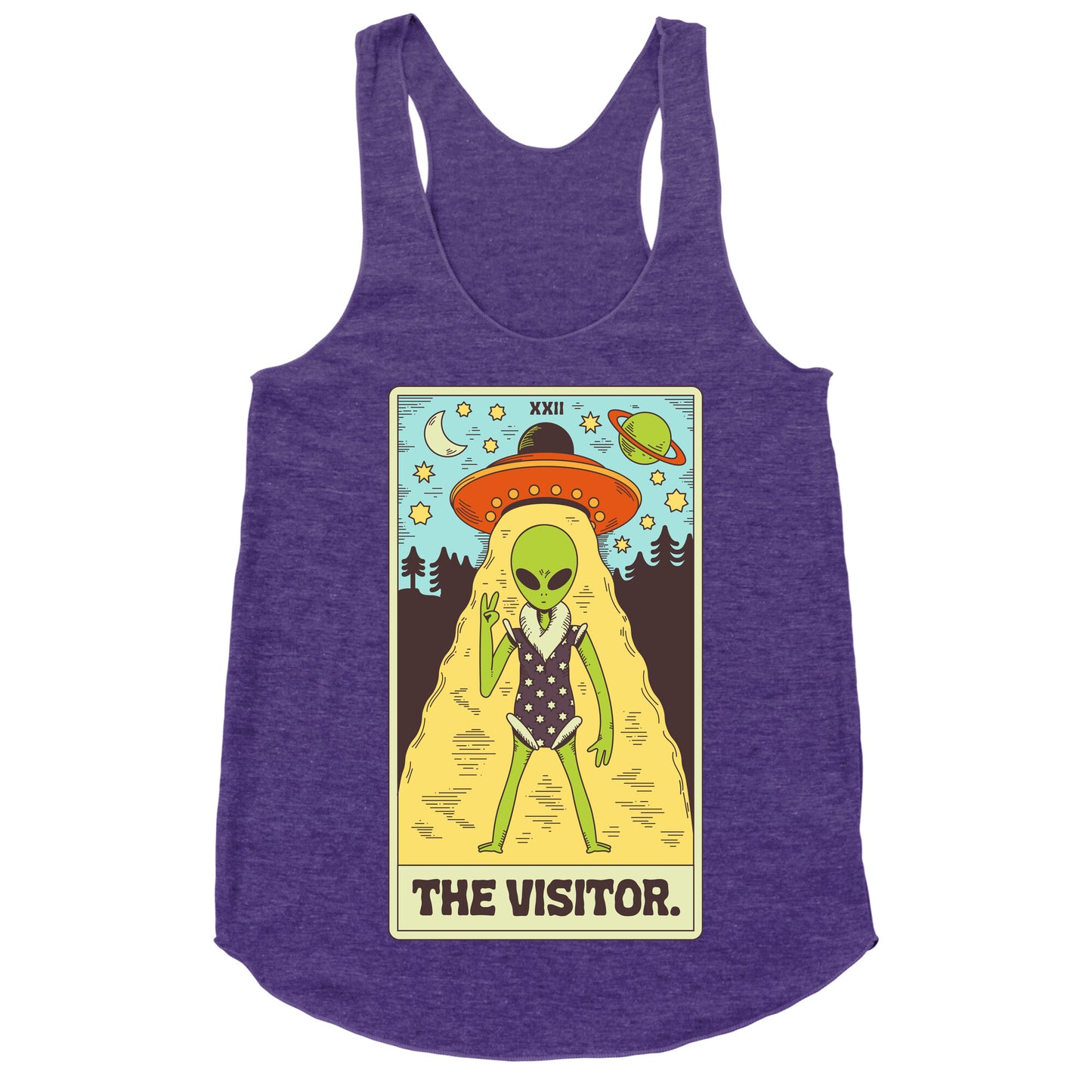 The Visitor Alien Tarot Card Racerback Tank