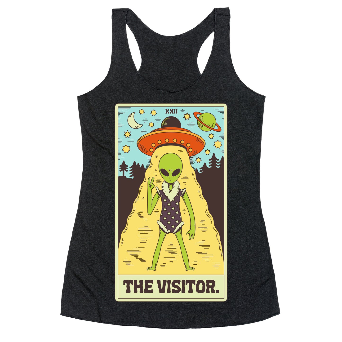 The Visitor Alien Tarot Card Racerback Tank