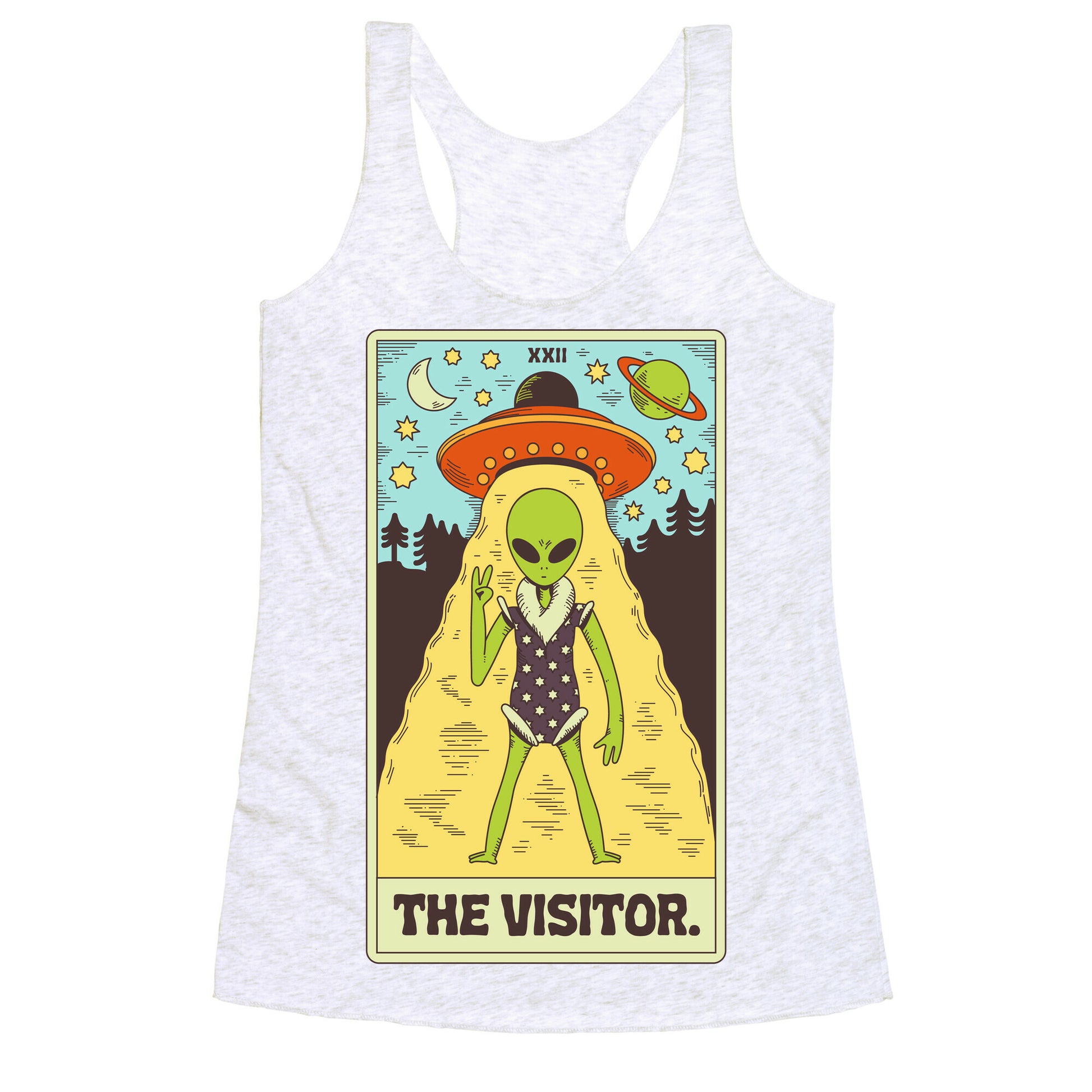 The Visitor Alien Tarot Card Racerback Tank