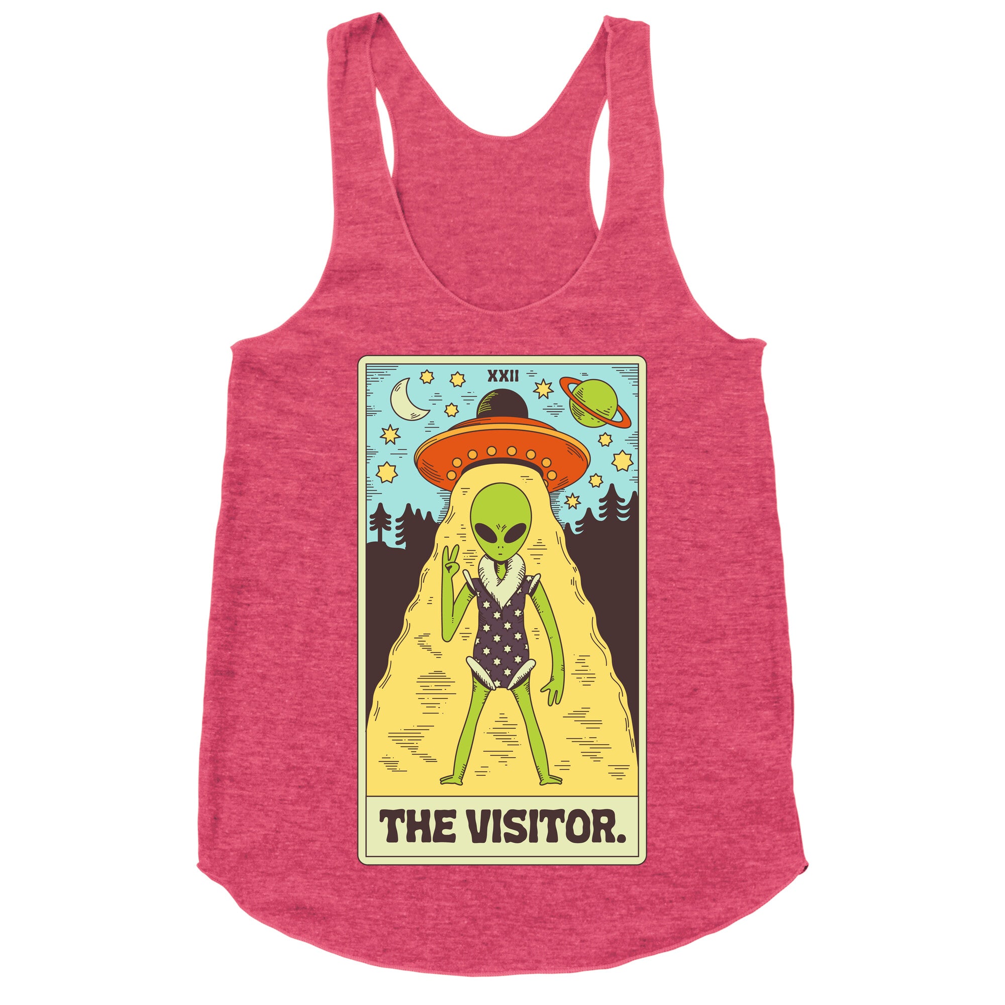 The Visitor Alien Tarot Card Racerback Tank