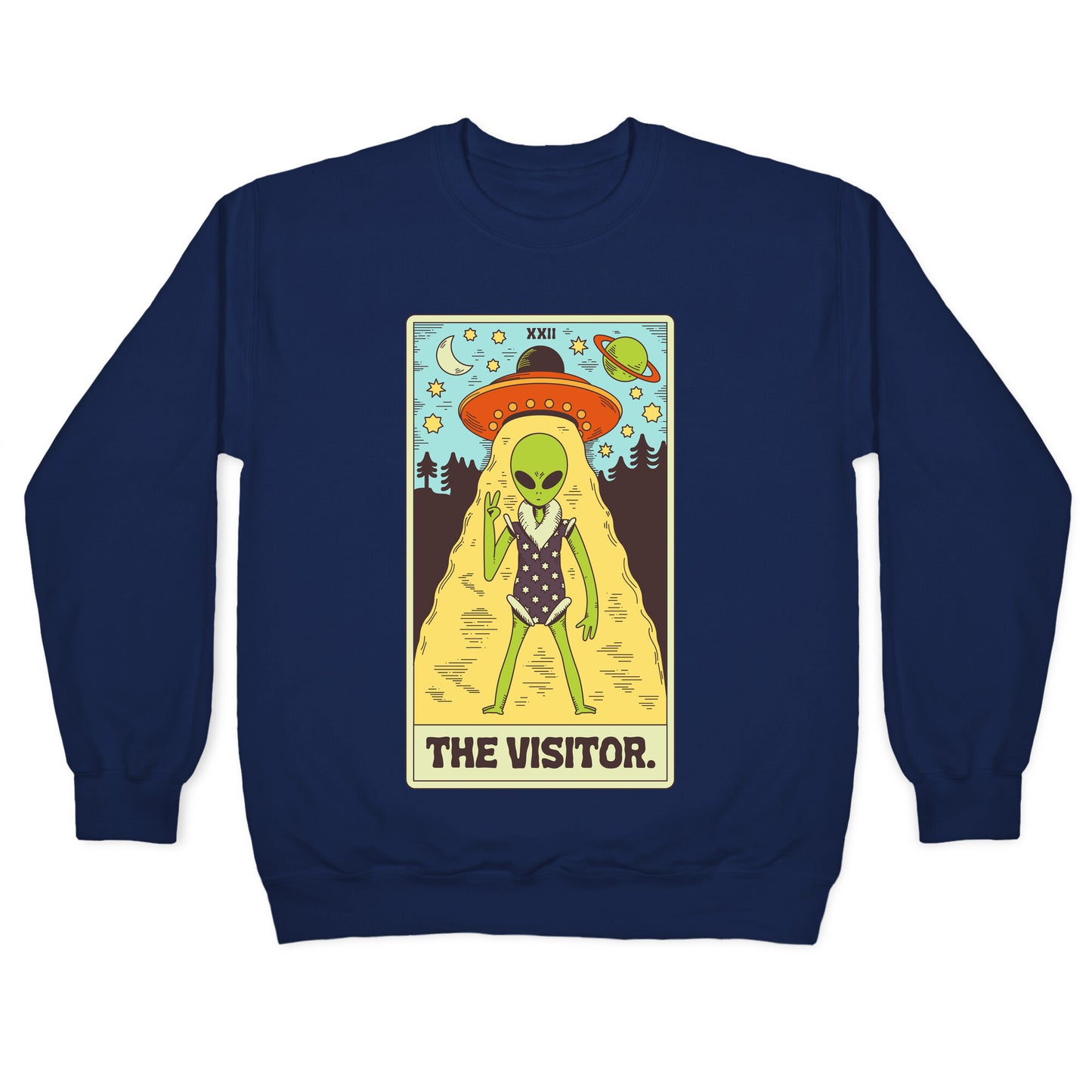 The Visitor Alien Tarot Card Crewneck Sweatshirt