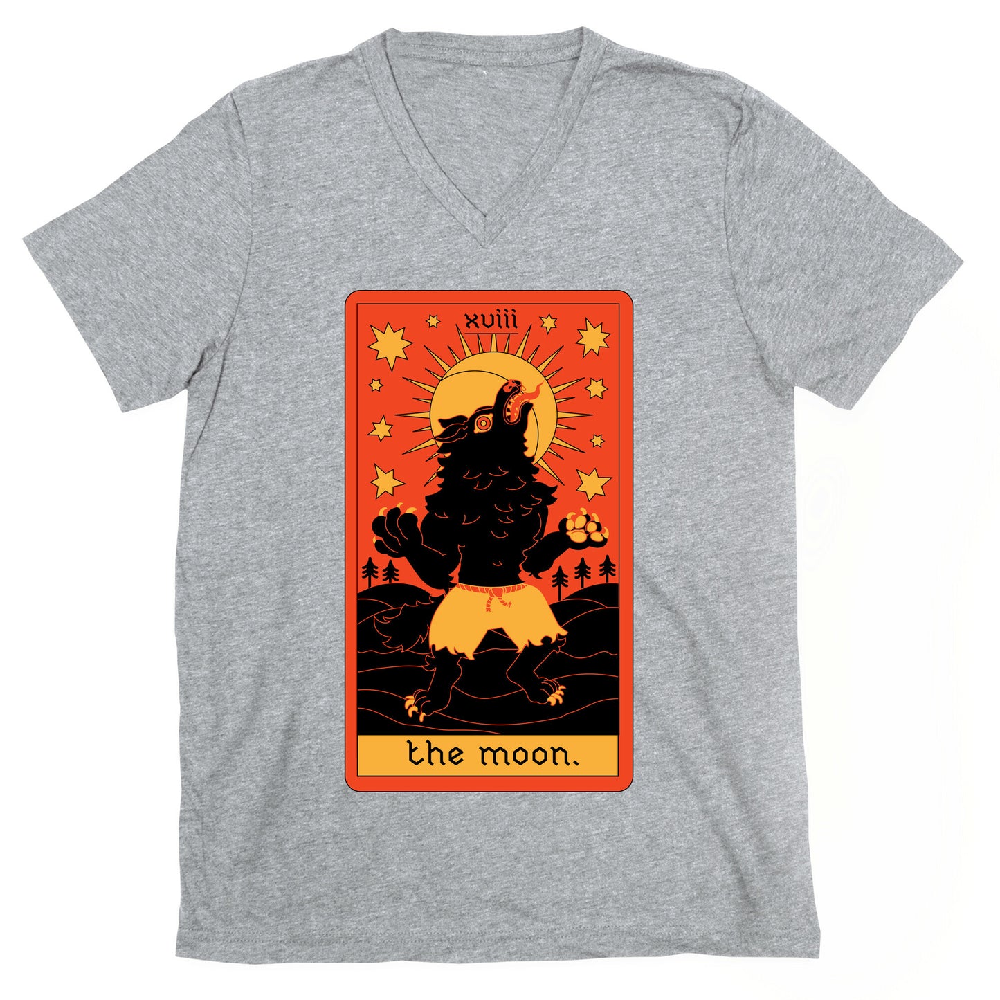 The Moon Werewolf Tarot V-Neck