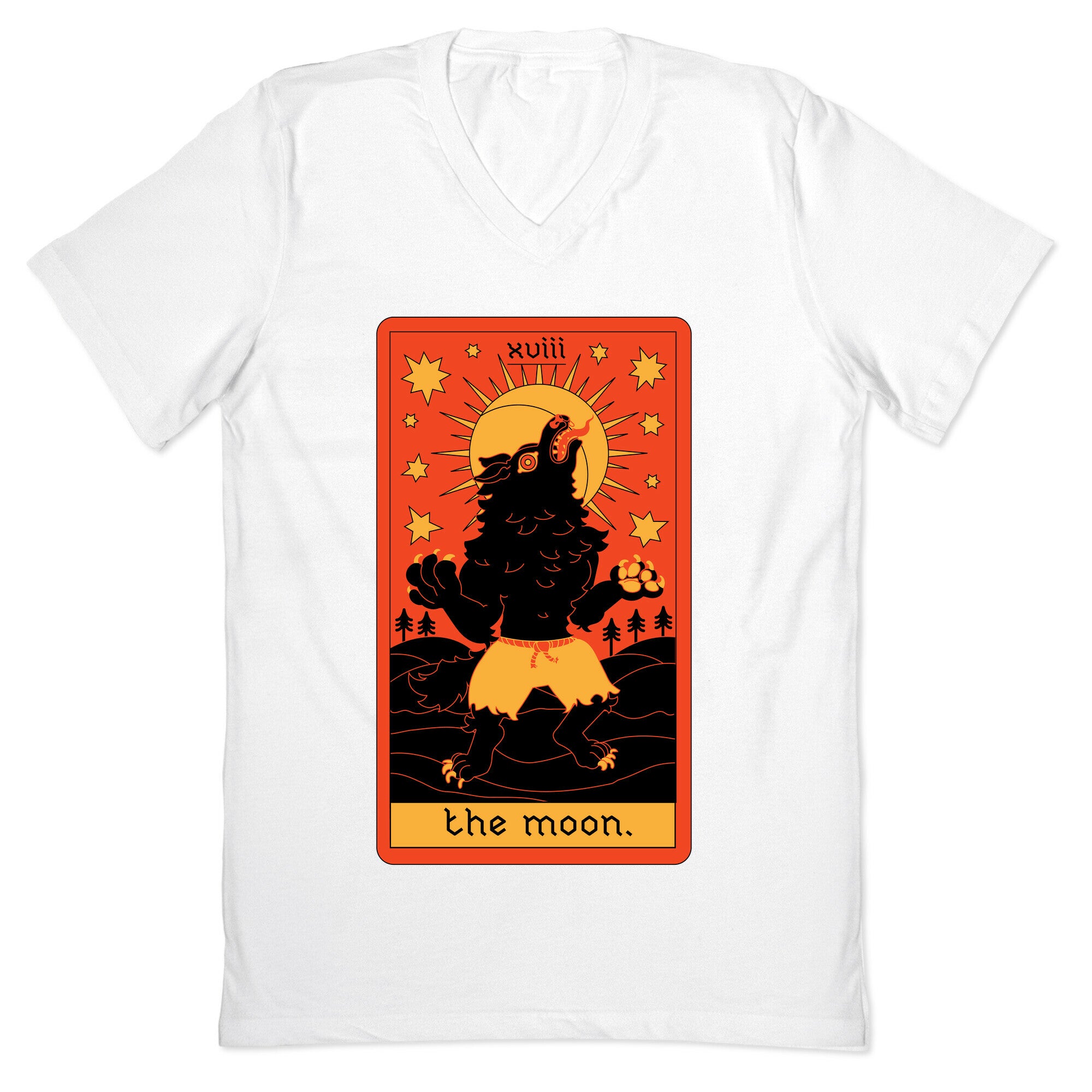 The Moon Werewolf Tarot V-Neck