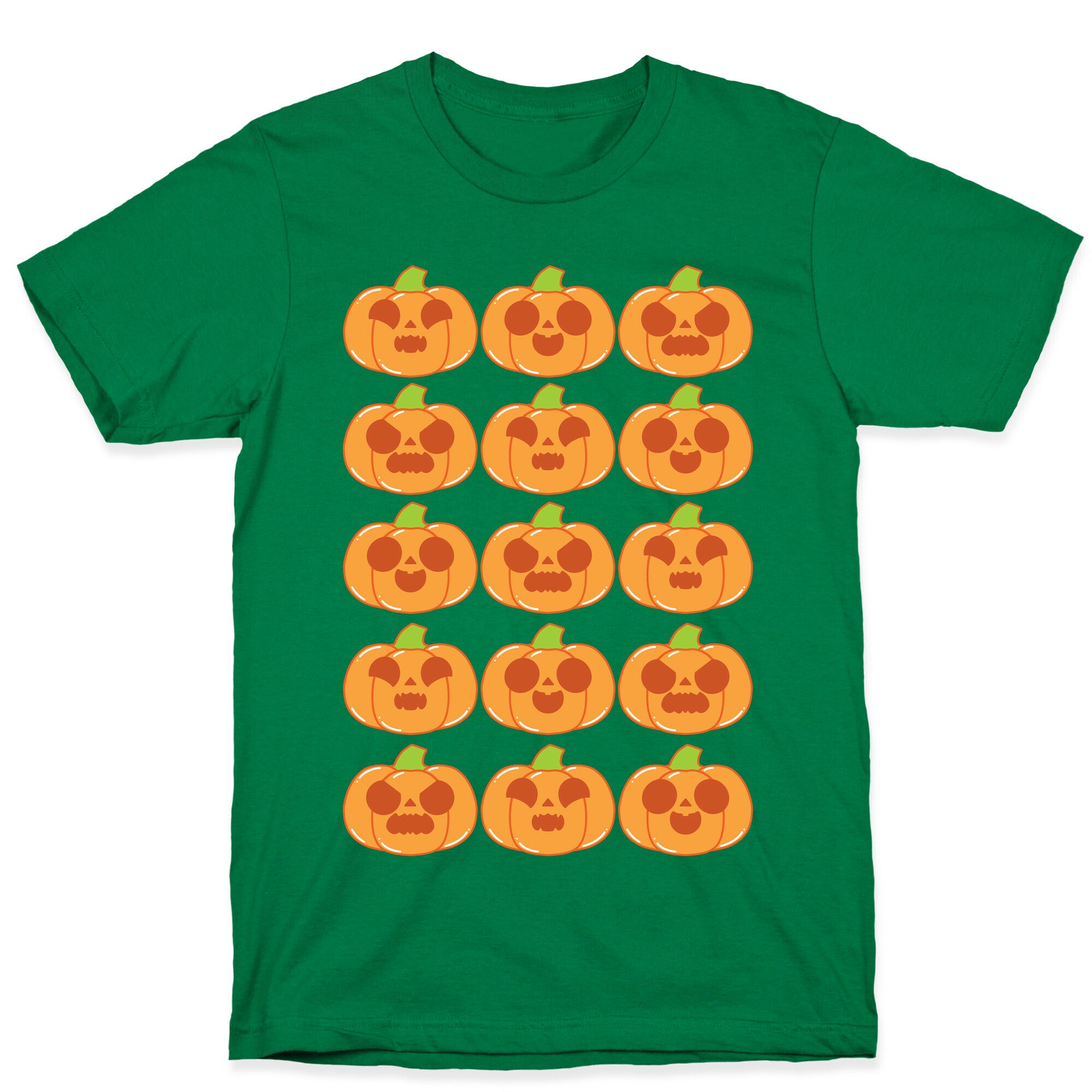Kawaii Pumpkins Pattern Orange T-Shirt